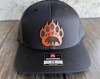 Leather Patch Bear Paw Mountain Hat - Outdoor Hat, Gift for Him, Richardson 112
