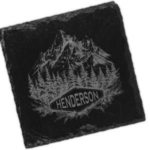 Mountain Slate Coasters Personalized - Great Gift for Nature Enthusiast, Wedding Gift, Anniversary Gift, New Home Gift