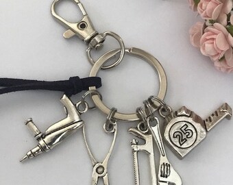 Porte-clés plombier, porte clé personnalisé métier, cadeau pour papa plombier, cadeau pour femme outil métier, breloque outils bâtiment