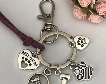 Porte-clés chien os patte best friend, porte-clés meilleur ami de l’homme, bijoux pour amateurs de chiens, breloque chien kawaii patte os