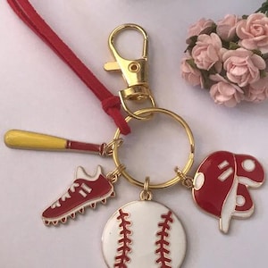 Baseball-Schlüsselanhänger, Baseballspieler-Schlüsselanhänger, Sporthandschuh-Ball-Anhänger, handgemachtes Geschenk mit Liebe für Baseball-Fans.