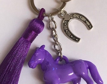 Porte-clés cheval porte bonheur, cadeau pour cavalière, cadeau pour amateur chevaux, breloque cheval kawaii, porte clés fer à cheval chance