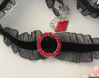 Ras de cou satin breloque, cadeau pour maman gothique, pendentif coulissant strass kawaii, choker renaissance ruban noir, victorian necklace