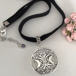 Choker wicca, low neck velvet ribbon wicca pendant