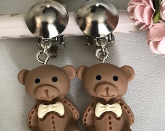 bear clips, earrings bear on clip