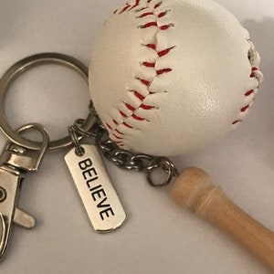 Baseball key ring, bat and ball key ring, gift for baseball dad, baseball player gift, kawaii bat and ball charm. image 3