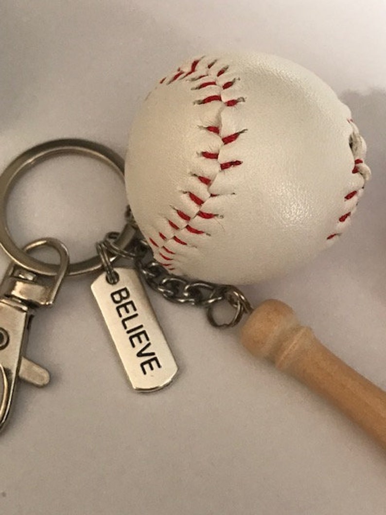 Baseball key ring, bat and ball key ring, gift for baseball dad, baseball player gift, kawaii bat and ball charm. image 3