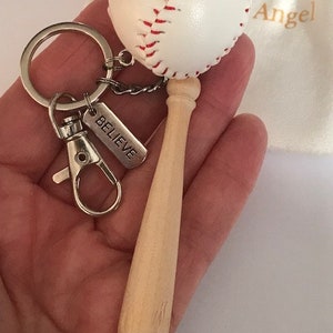 Baseball key ring, bat and ball key ring, gift for baseball dad, baseball player gift, kawaii bat and ball charm. image 2