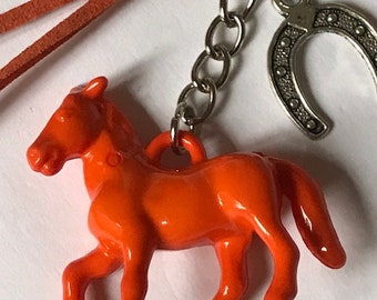 Lucky horse key ring, gift for horse rider, gift for horse lover, kawaii horse charm, lucky horseshoe key ring