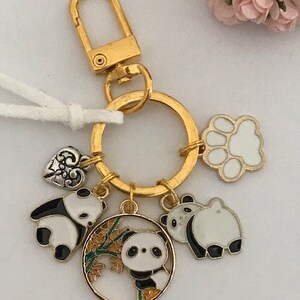 Panda bear key ring, gift for panda mom, gift for panda lovers, kawaii panda charm, cute bear key ring