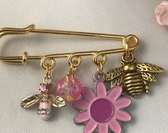 Gänseblümchen-Bienen-Brosche, Blumen-Bienen-Pin-Brosche, Imker-Geschenk-Brosche, Charm-Brosche