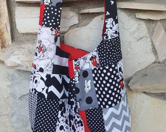 Bolso hobo de patchwork de Disney, bolso hobo de patchwork de Mickey Mouse y sus amigos, bolso de Mickey Mouse, bolso Disney, bolso holgado, bohemio, bolso bandolera, Mickey Mouse