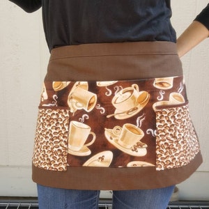 Coffee print apron, baristas apron, coffee bean apron, kitchen apron, coffee lovers gifts, waitress aprons, aprons for her, womens aprons