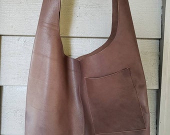 Brown lambskin leather unlined crossbody hobo bag, unlined leather hobo bag, soft lambskin leather bags, leather handbag, brown leather bags