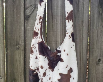 Minky Cow Print Crossbody Hobo Bag, Cow Print Bag, Cow Print