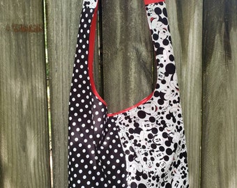 Mickey mouse across the body hobo bag. Disney bags, Disney hobo bag, Mickey Mouse purse, Mickey Mouse gifts, Disney slouch bag, Reversible.