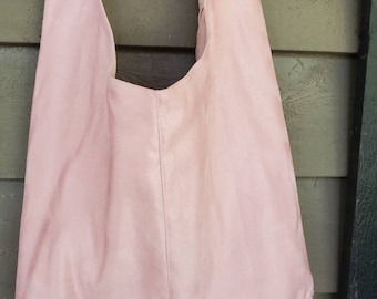 Pink suede knotted hobo bag, knotted sholder bag,  faux suede hobo bag, slouch bag, boho bag, pink purse, pink hobo bag, light pink handbag