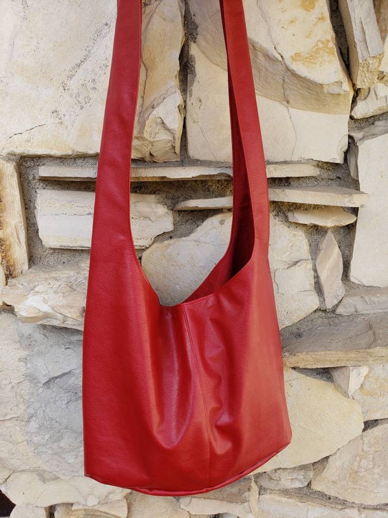 Soft bonded leather across the body hobo bag black hobo bag Etsy