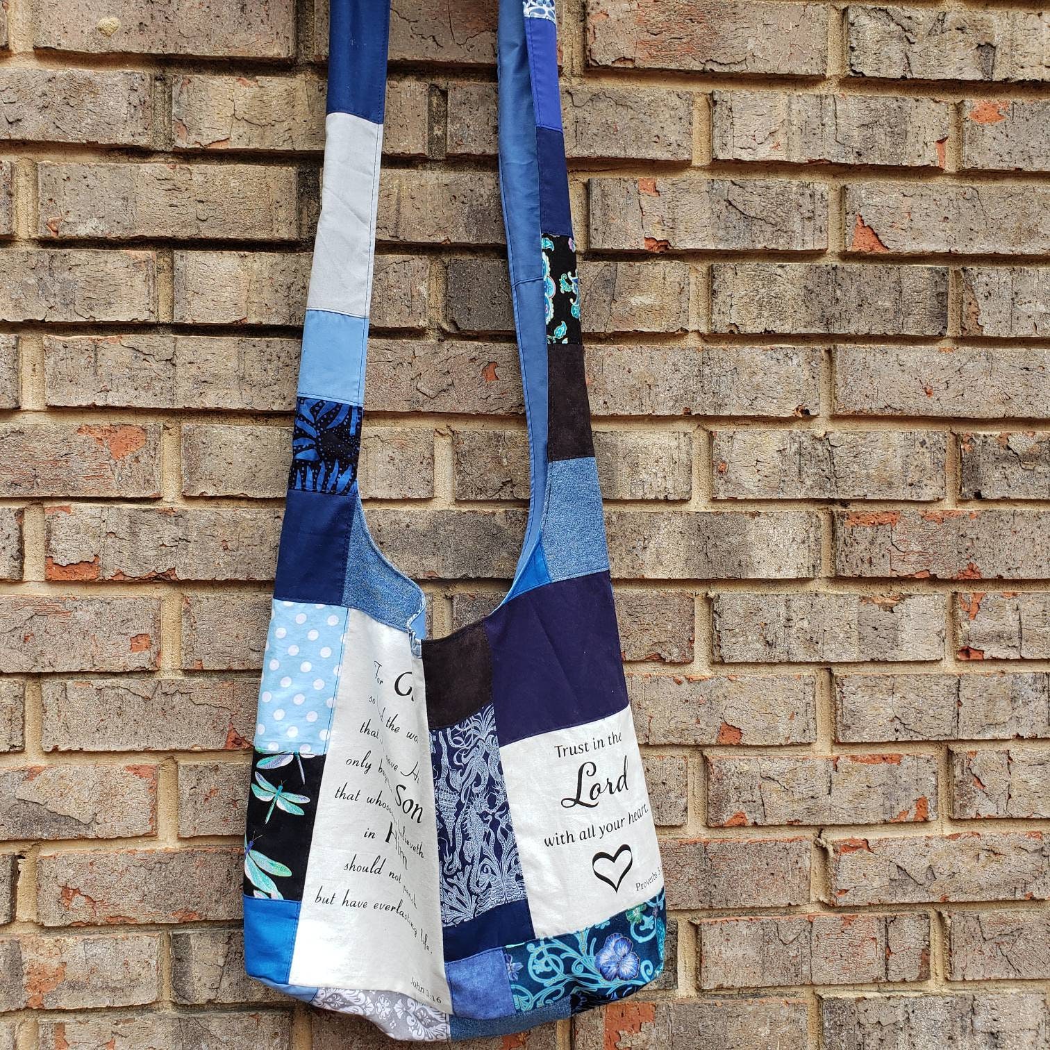 Bible Verse Hobo Bag, Religious Hobo Bag, Patchwork Inspirational Hobo ...