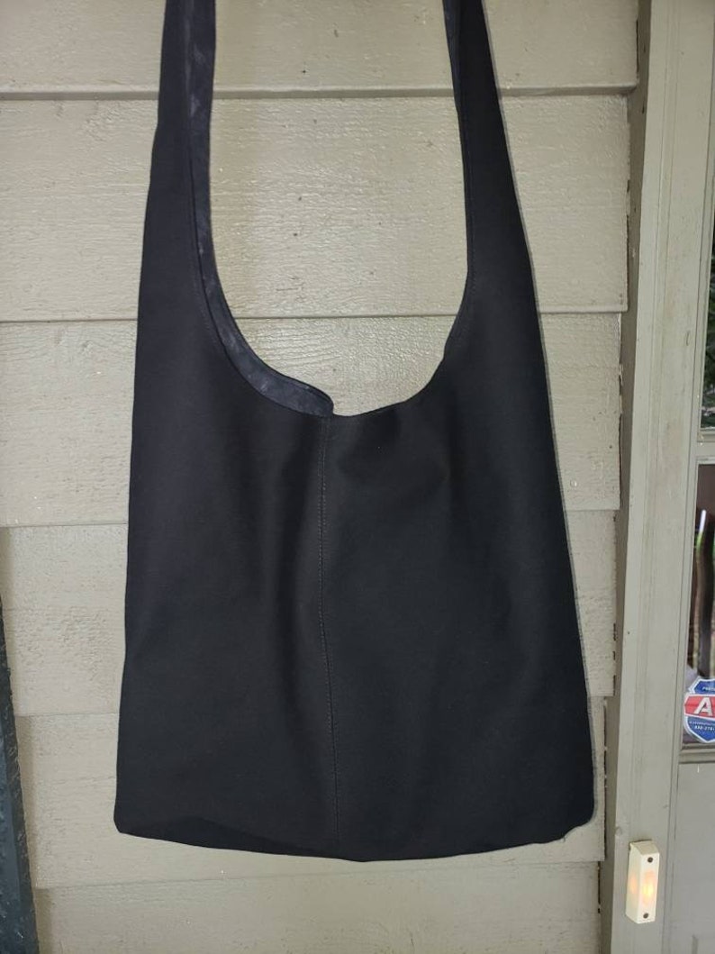 Black Nylon or Canvas Hobo Bag. Nylon Handbags Nylon Sling Etsy