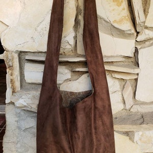 Dark chocolate brown suede crossbody hobo bag, suede hobo, sling bag, brown boho, slouch bag, suede handbags, suede purse, crossbody bags