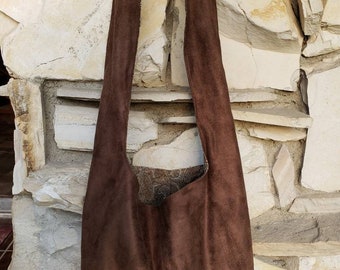 Dark chocolate brown suede crossbody hobo bag, suede hobo, sling bag, brown boho, slouch bag, suede handbags, suede purse, crossbody bags