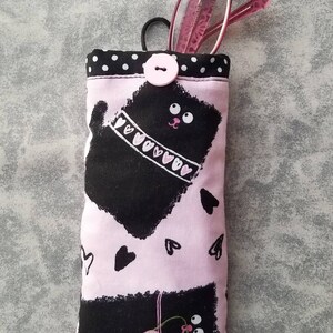 Pink and black cat eyeglasses case, fluffy cat eyeglasses case, cat glasses cases, sunglasses case, reading glasses case, cat accessories