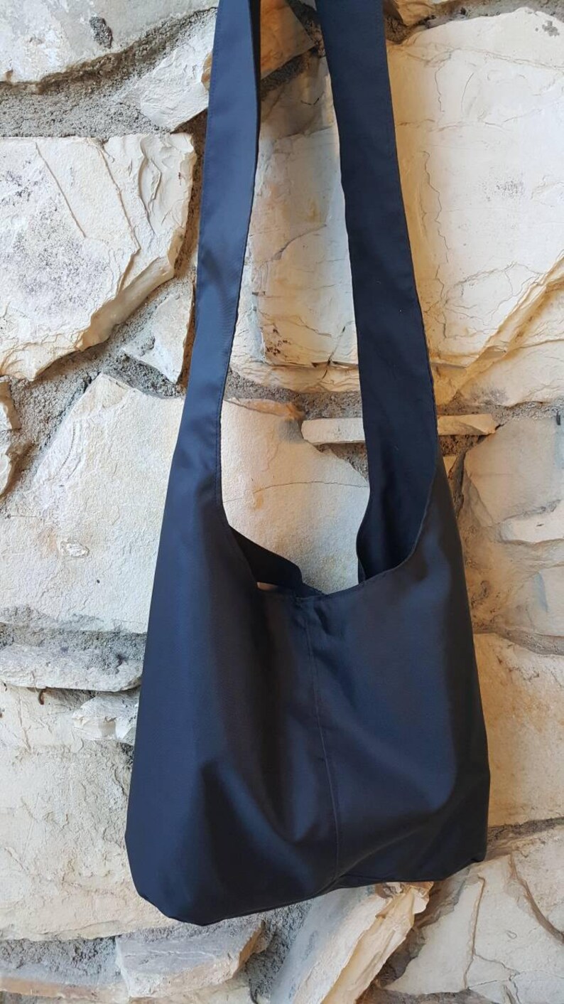 Black Nylon or Canvas Hobo Bag. Nylon Handbags Nylon Sling Etsy