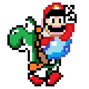 Mario and Yoshi Pixel Quilt Pattern - PDF Download