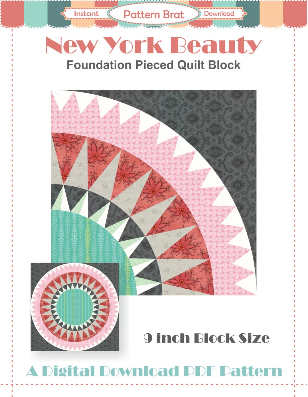NEW YORK BEAUTY Quilt Pattern Instant Download Paper Pieced - Etsy