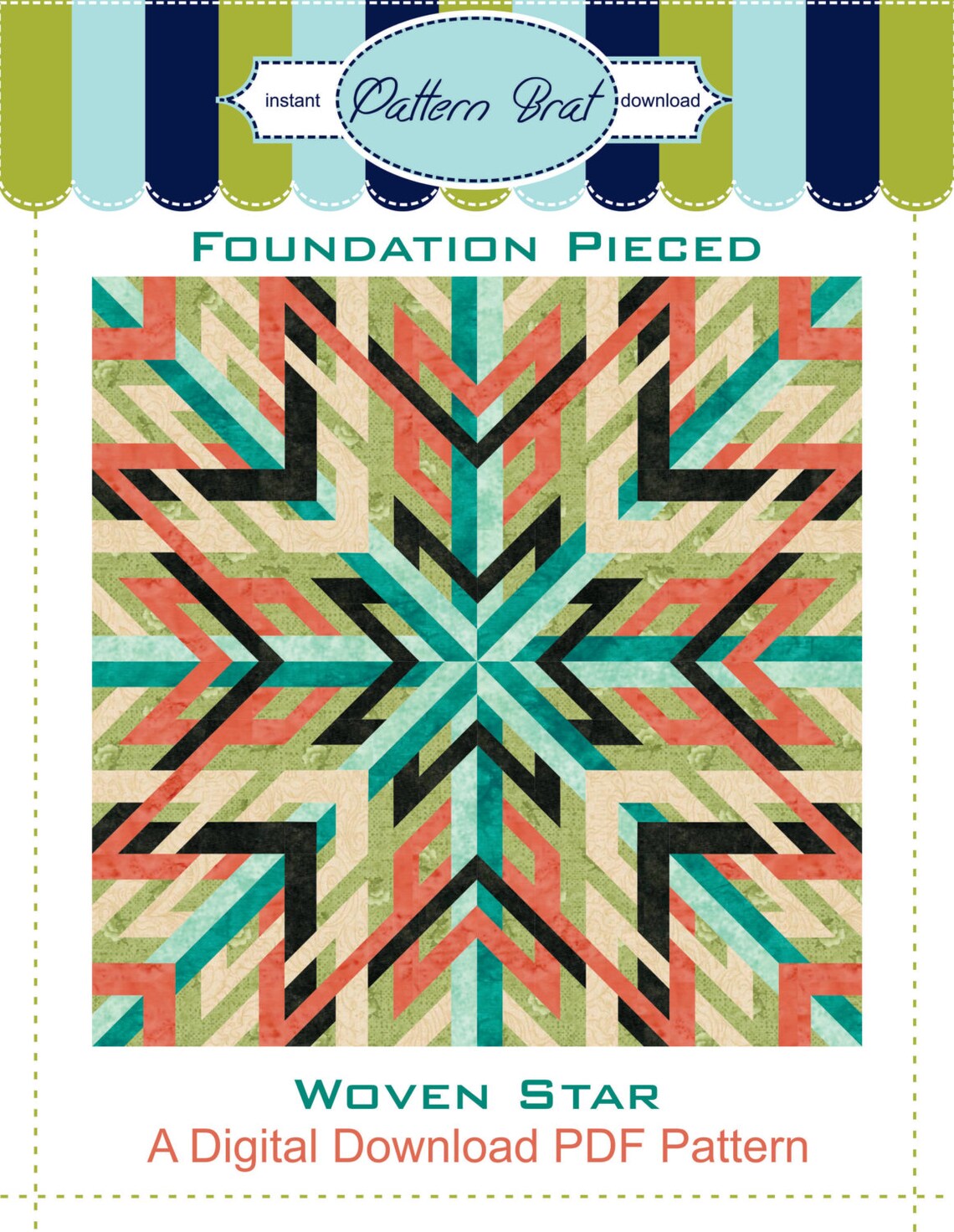 WOVEN STAR Quilt PATTERN Quilt Block Pattern Instant Download Etsy