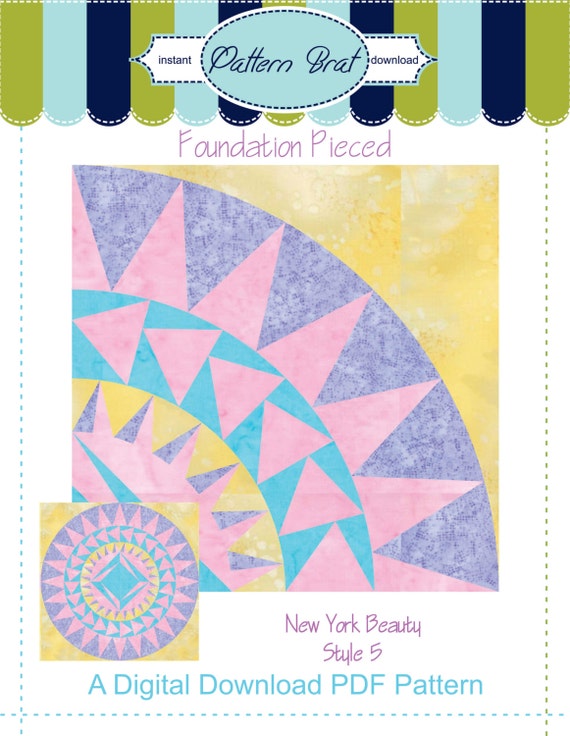 NEW YORK BEAUTY Quilt Block Pattern Instant Download Paper | Etsy
