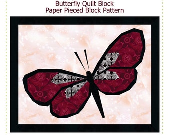 BUTTERFLY Quilt Block Pattern Paper Pieced Pattern Foundation Piece Pattern Instant Download BUTTERFLY Pattern Quilt Block Pattern Apple