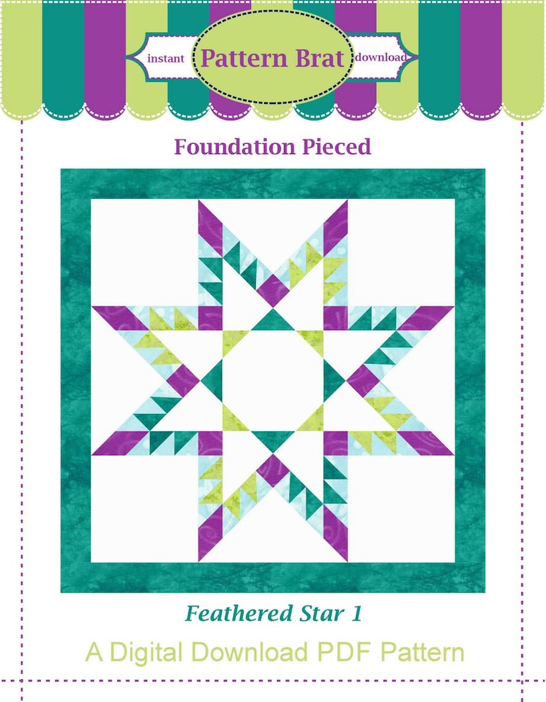 FEATHERED STAR Quilt Block Pattern Instant Download Paper Etsy