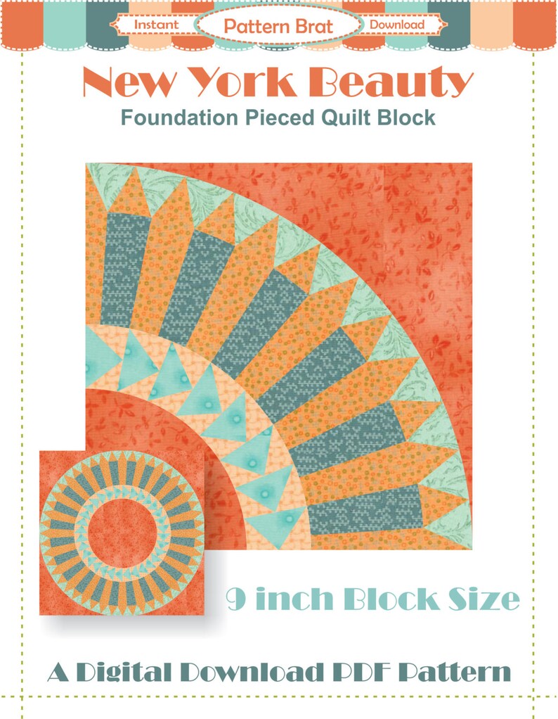 NEW YORK BEAUTY Quilt Pattern Instant Download Paper Pieced Pattern