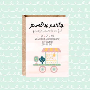 faire-part de fête de bijoux | Collier Bracelet Invitation | Party d'accessoires pour filles | Modèle personnalisable en téléchargement numérique Canva