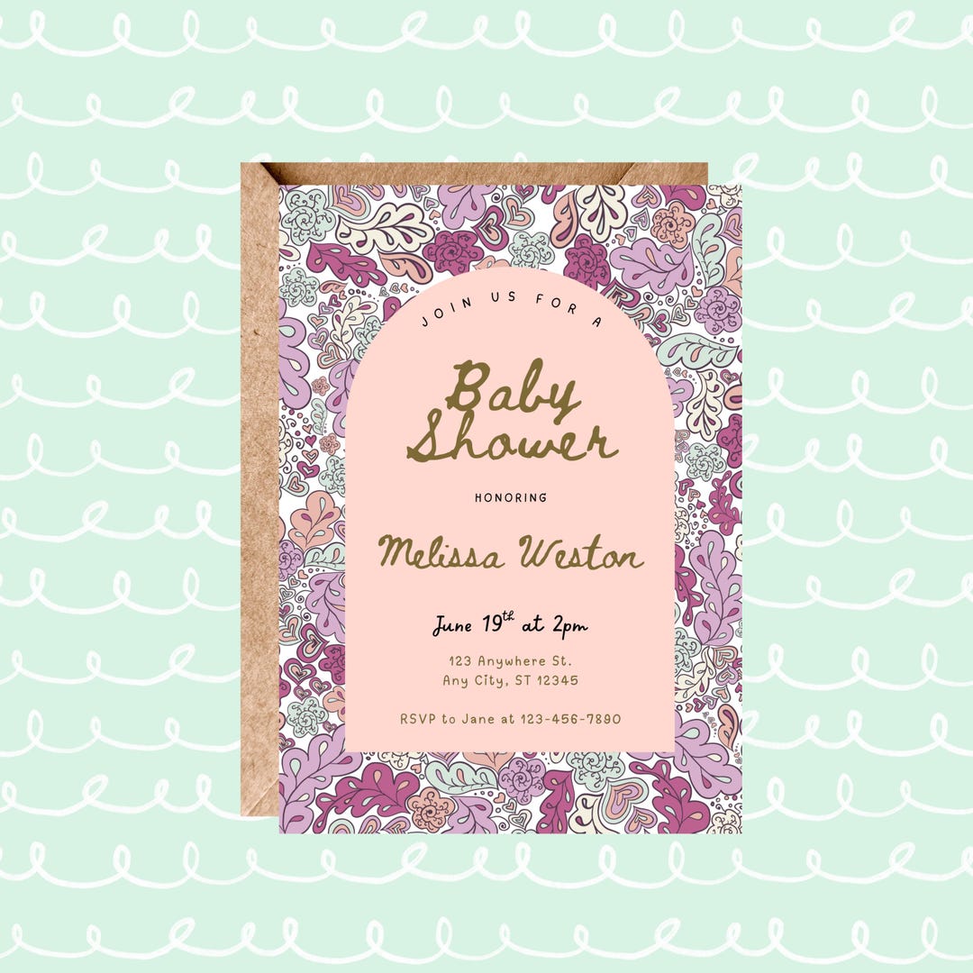 Floral Baby Shower Invitation Template: Editable Canva Invite 5x7 In ...