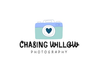 Whimsical Camera Logo Template: Heart Lens Canva Design Digital