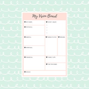 Vision Board Vorlage | Erstellen Sie Ihre Lebensträume und Ziele | Finden Sie Erfolg und erfüllen Sie alle Ihre Träume | PDF-Download