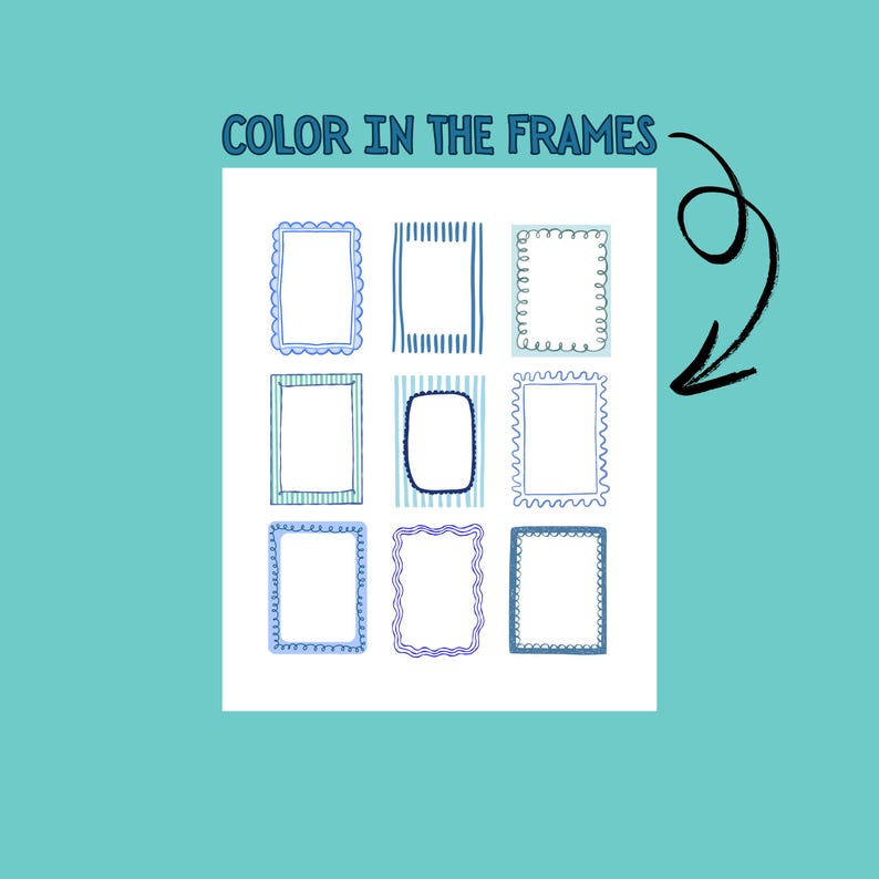 Present Frame Coloring Customizable Frame Coloring Page - 9 Doodle Frames, Name Activity ...