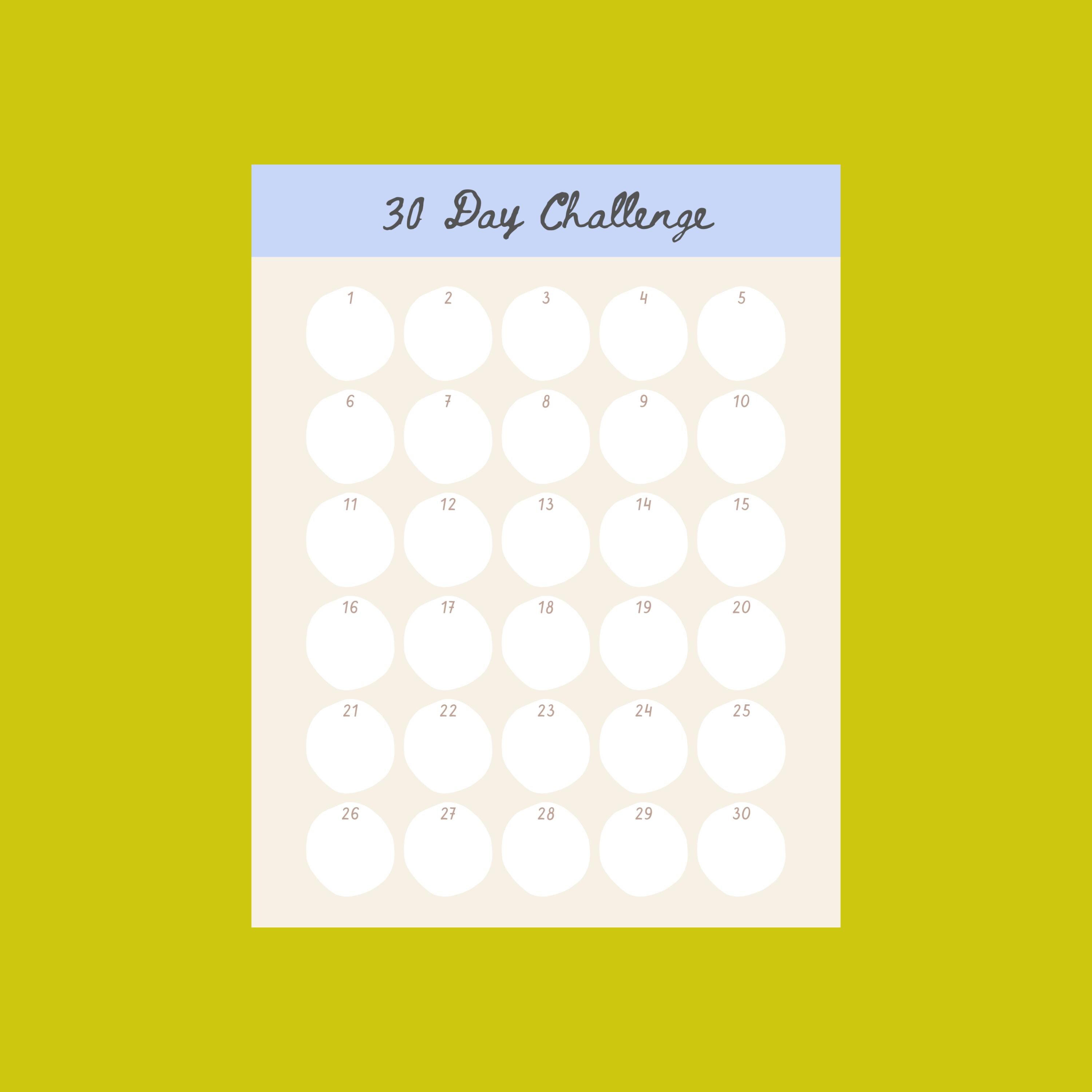 30 Day Challenge Tracker: Printable Habit Goal Planner Canva Template ...