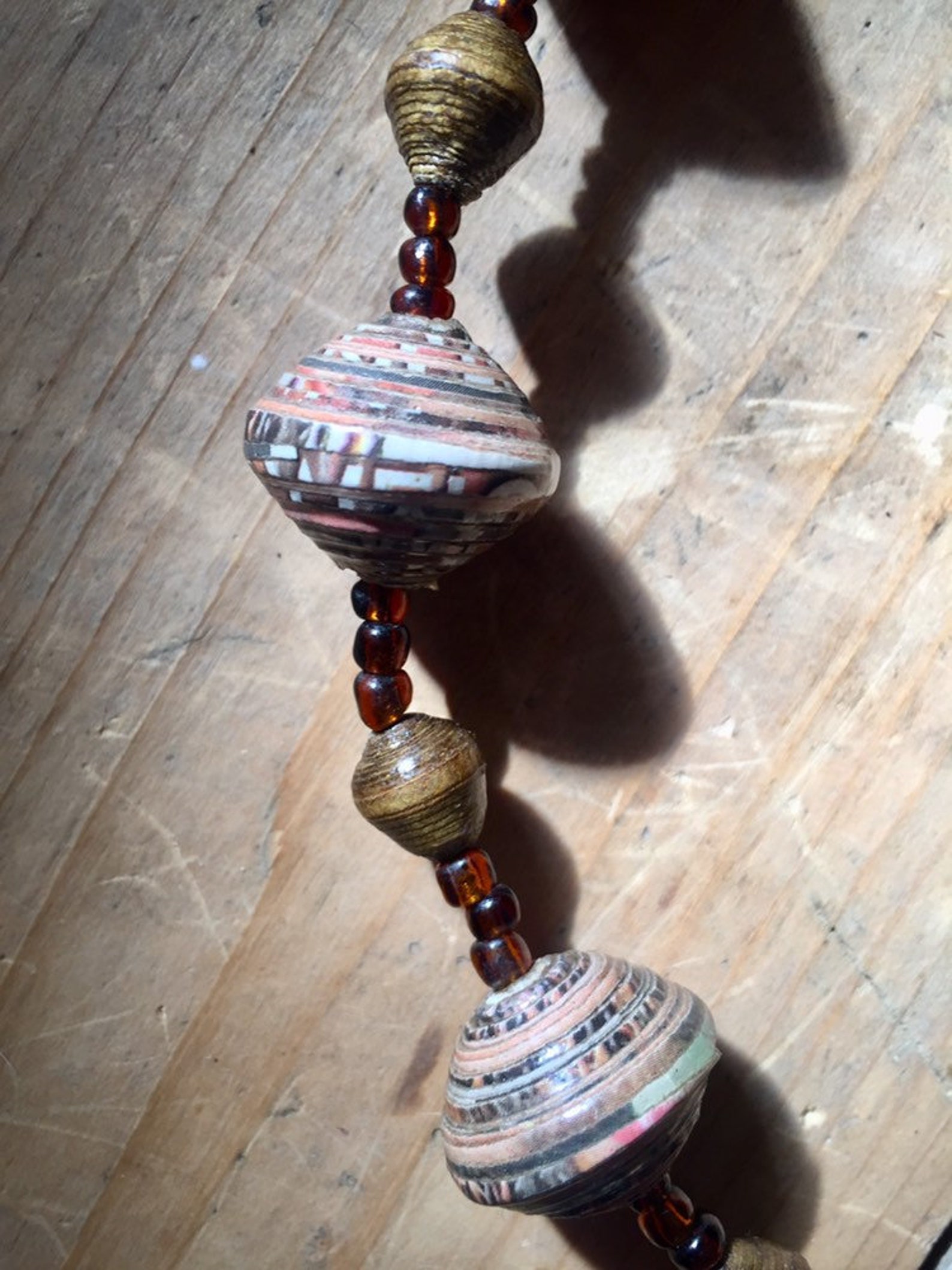 Large African Paper Beads Statement Necklace Colourful Hippie Etsy