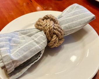 Nautical table decor, natural fiber napkin rings, nautical rope napkin rings, beach wedding napkin rings, coastal napkin rings, tablescape