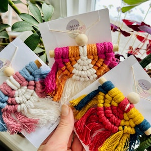 Pride Flag, Macrame car charm, rear view mirror charm, boho car accessory, boho car charm, gift for new driver, lesbian wedding favor