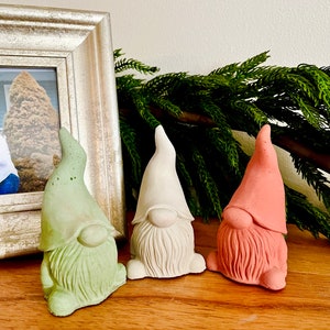 Understated rustic cement Christmas gnome decor, minimalist Chirsynas gnome, handmade ceramic Christmas gbome, small cute Christmas Decor image 1