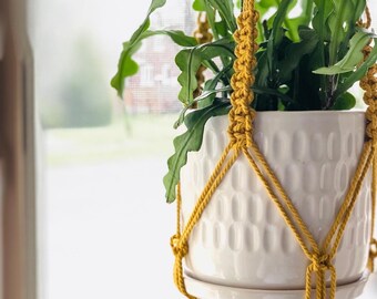 Square knot plant hanger, indoor planter, macrame rope planter,  plant hanger small plant, small succulent plant hanger, boho planter