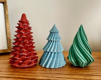 Christmas tree set, Christmas village, Understated rustic ceramic Christmas tree decor, minimalist Christmas trees, handmade Christmas trees