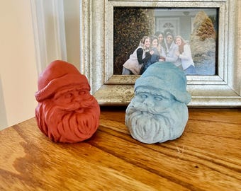 Understated rustic cement Christmas decor, minimalist Christmas Santa, handmade ceramic santa figure, small cute Christmas Decor