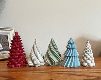 Understated rustic cement Christmas tree decor, minimalist Christmas trees, handmade ceramic Christmas trees, small cute Christmas Decor