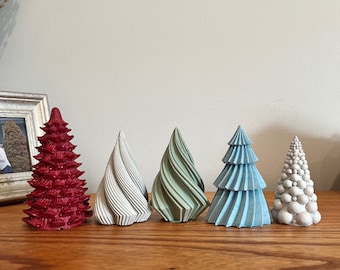 Understated rustic cement Christmas tree decor, minimalist Christmas trees, handmade ceramic Christmas trees, small cute Christmas Decor